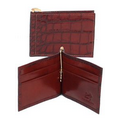 Croco Calfskin Leather Credit Card & Bill Clip Wallet